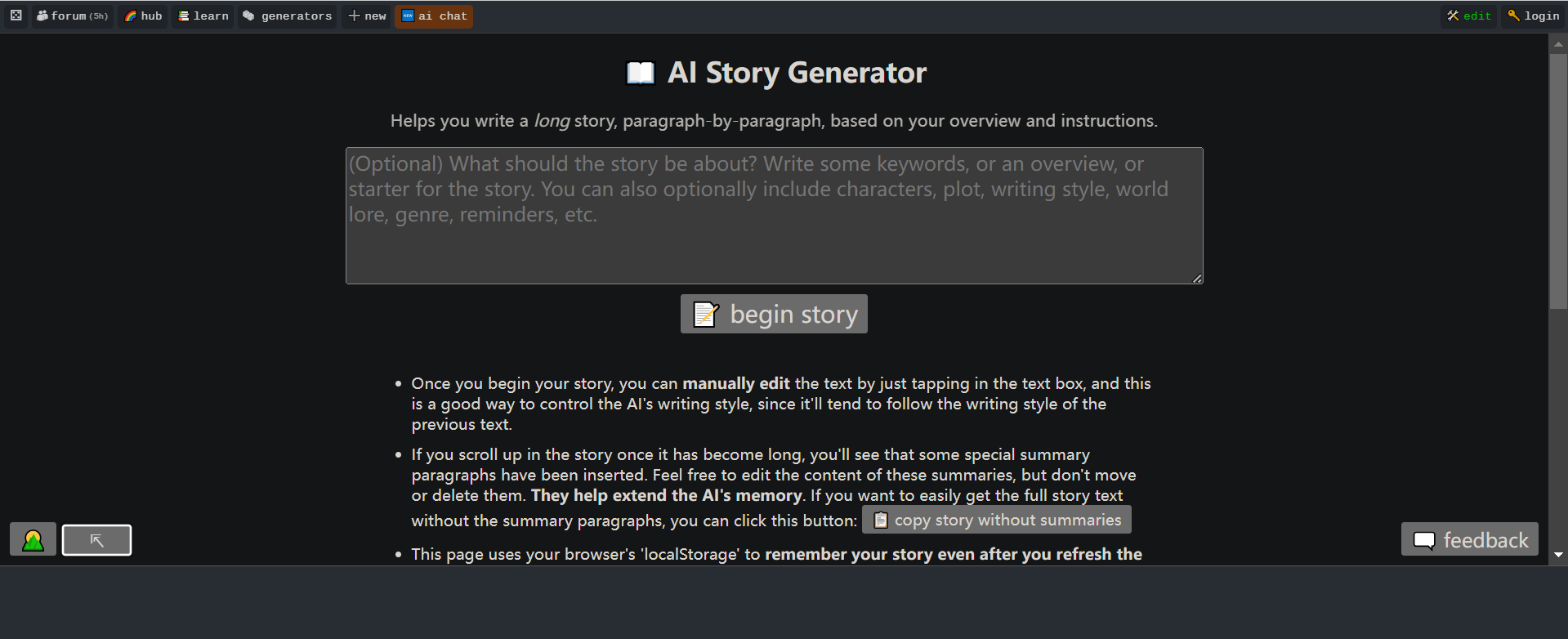 PerChance Story Generator