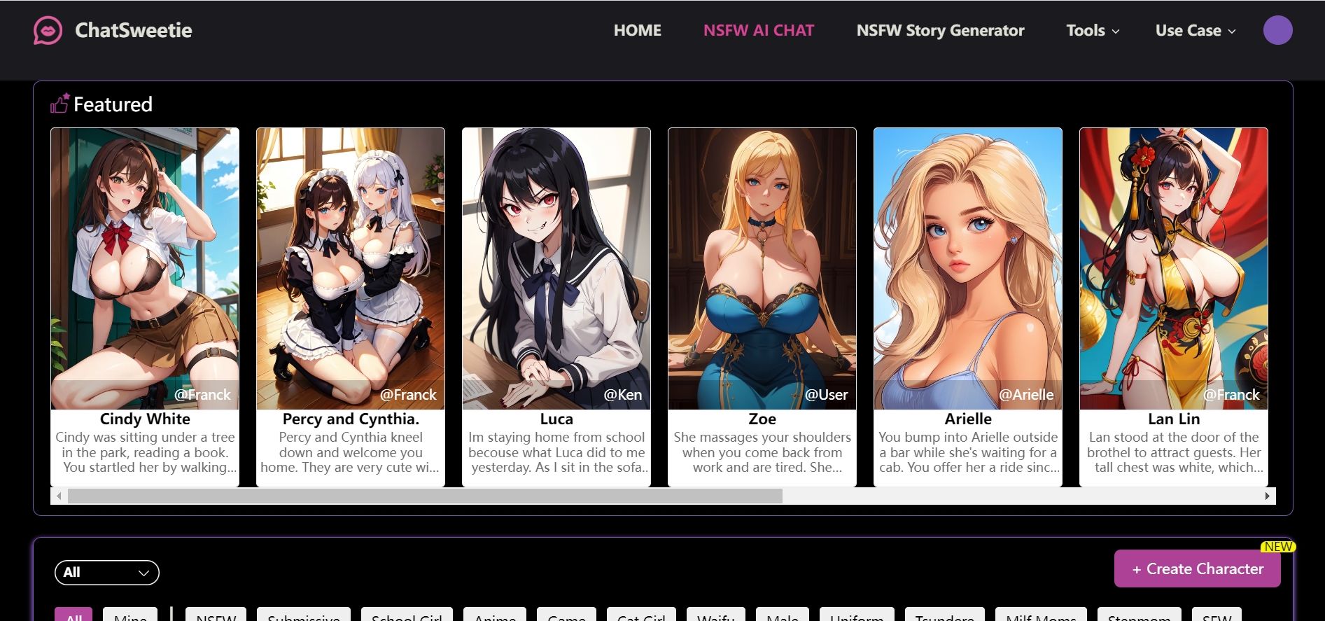 Select an AI character